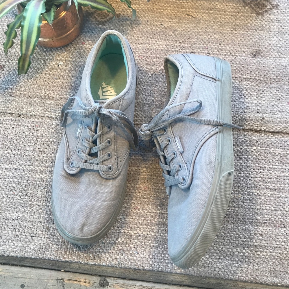 Vans grey canvas grey sole lace sneakers size 7.5